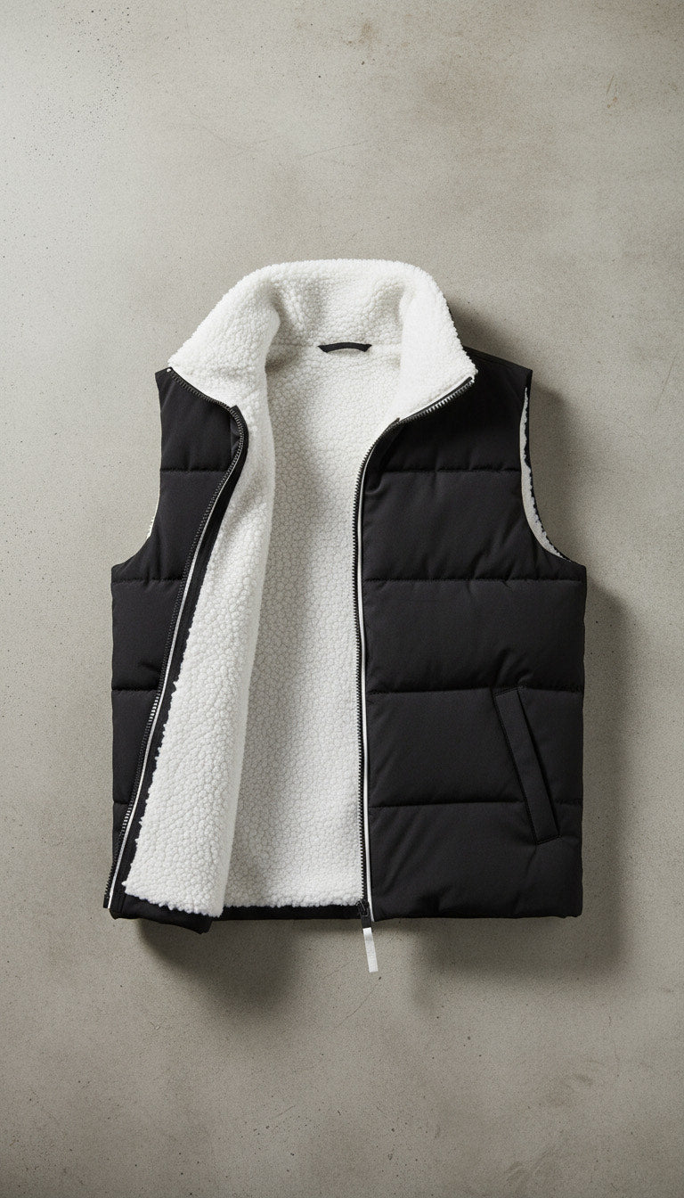 Sherpa lined puffer vest